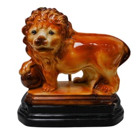 Staffordshire Ceramic Lion Lamp