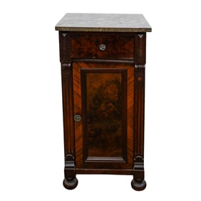 Antique American Wood and Marble Nightstand