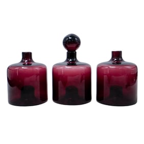 (3 pcs) Amethyst Blenko Style Glass Vases