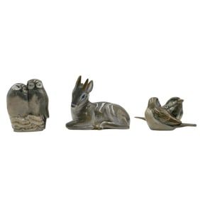 (3 Pc) Royal Copenhagen Porcelain Animal Figurines
