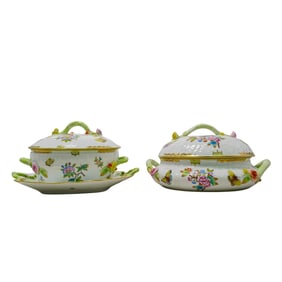 (3 pcs) Herend Porcelain "Queen Victoria VBO" Service Set