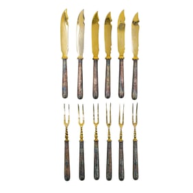 (12 pcs) Antique Sterling Handled Fish Set