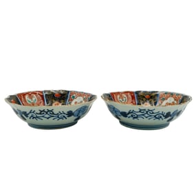 Pair of Antique Japanese Meiji Imari Porcelain Bowls