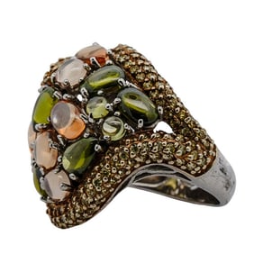 Sterling Silver and Gemstone Cluster Ring