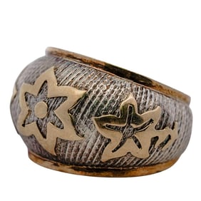 Vintage Sterling Silver and 14k Gold Star Ring
