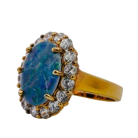 Vintage Opal and Clear Stone Ring