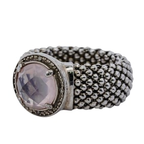 D'Landi Sterling Mesh and Amethyst Ring