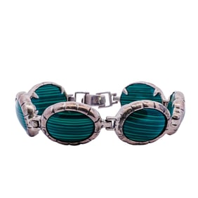 Thai Sterling Silver Malachite Bracelet