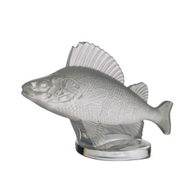 Lalique Frosted Crystal Perch Fish Sculpture