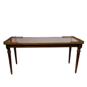 Antique Wood and Brass Coffee Table