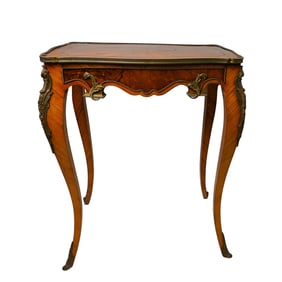 French Louis XV Style Marquetry Side Table