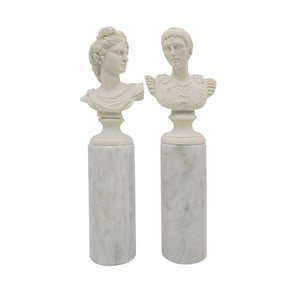 Pair of Italian Santini Composite Bust Sculptures
