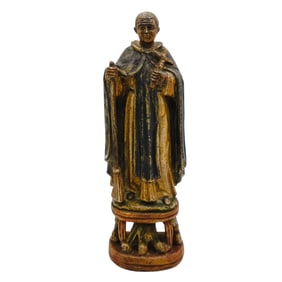 Spanish Colonial Alabaster Polychrome Carving of San Martin