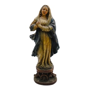 Spanish Colonial Alabaster Polychrome Virgin Dolores