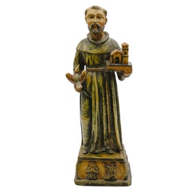 Spanish Colonial Saint Thomas de Aquino Alabaster Icon