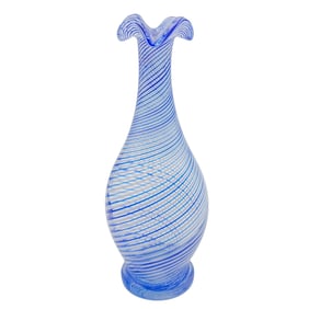 Spiral Latticino Murano Glass Vase