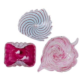 (3 pcs) Pastel Murano Glass Swirl Dishes