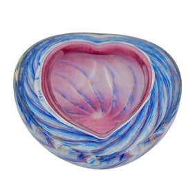Murano Art Glass Blue and Pink Ashtray