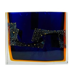 Exbor Art Glass Square Vase
