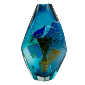 Signed Hand-Blown Art Glass Vase