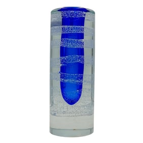 Cylindrical Sommerso Art Glass Vase