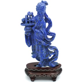 Chinese Carved Lapis Quan Yin Sculpture