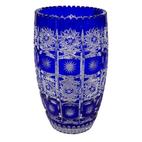 Schonborner Bleikristall Blue Cut Crystal Vase