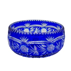 Vintage Cobalt Cut Crystal Centerpiece Bowl