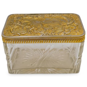 Antique French Cut Crystal Glass Casket Box