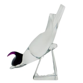 Lalique Crystal Amethyst Crested Jay Bird Figurine