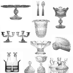 (15 pcs) Antique Cut Crystal Service Set