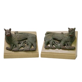 Pair of Mixed Metal and Resin Figural Tiger Bookends