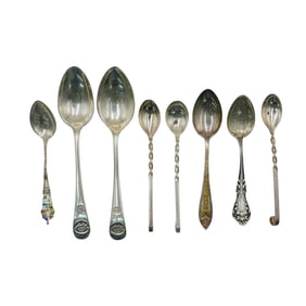 (8 Pc) Sterling Silver Souvenir Spoons