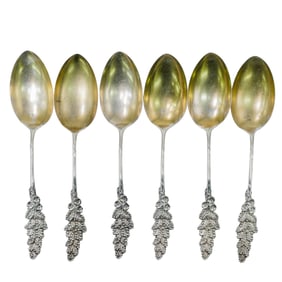 (6 Pc) Sterling Silver Floral Spoons