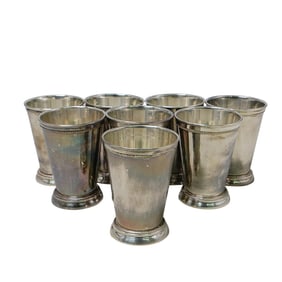 (8 pcs) Towel Silver Plated Julep Cup Set