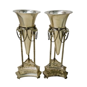Pair of Neoclassical Silver-plated Vases