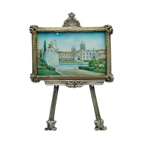 Ferreira Jewelry Miniature Painted Monastery Jeronimus w/ Sterling Silver Frame