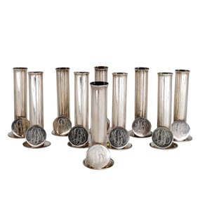 (10 Pcs) Leanore Doskow Sterling SIlver Place Card Holders & Bud Vases