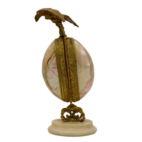 French Palais Mother of Pearl Egg with Gilt Eagle