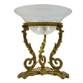Antique Glass and Gilt Bronze Centerpiece Bowl