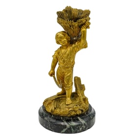 Antique French Gilded Brass Figural Boy