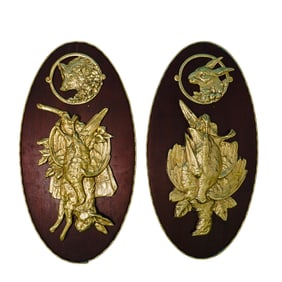 (2 Pcs) French Hunting Trophy Bronze Wall Plaques