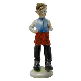 Herend "Boy with Hat" Porcelain Figurine