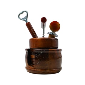 (11 pcs) Vintage Wooden and Agate Bar Set