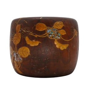 Japanese Abalone Inlay Gilt Wood Bowl