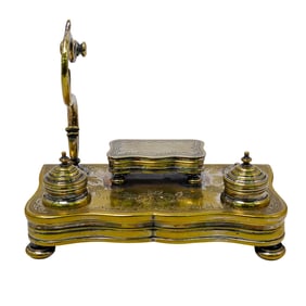 English Repousse Inkwell and Stamp Holder