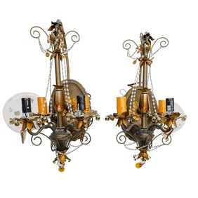 Pair of Contemporary Brass Floral Sconces