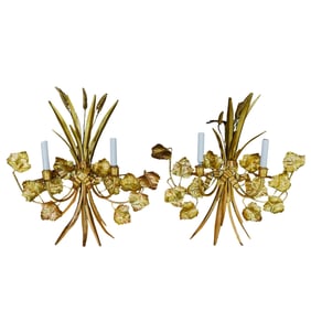 Pair of Gilt Brass Harvest Sconces