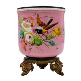Antique French Hand-painted Porcelain Cachepot