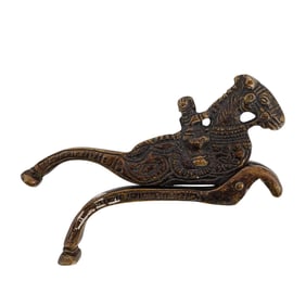 Southeast Asian Brass Betel Nut Cutter Rider on Horseback Figure